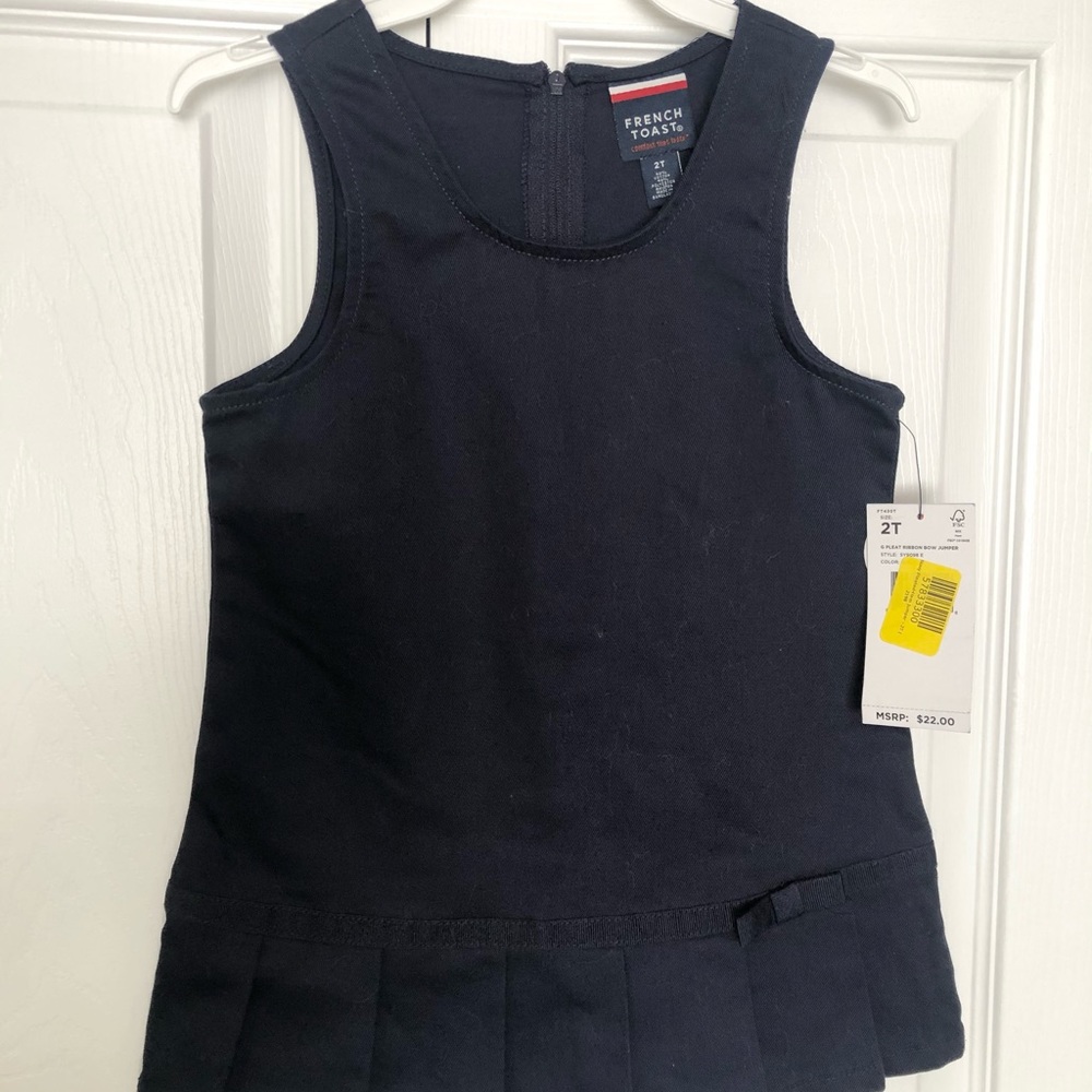 French Toast Pleated Hem Jumper - Navy Blue